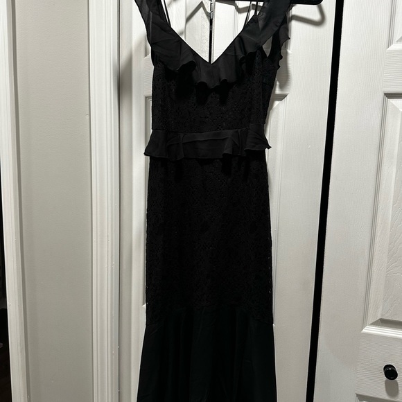 Lulu's Elegant Black Midi Dress with Ruffles - Picture 7 of 8